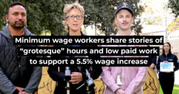 Minimum wage workers share stories of &ldquo;grotesque&rdquo; hours and low paid work to support a 5.5% wage increase