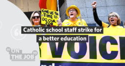 Catholic school staff strike for better education