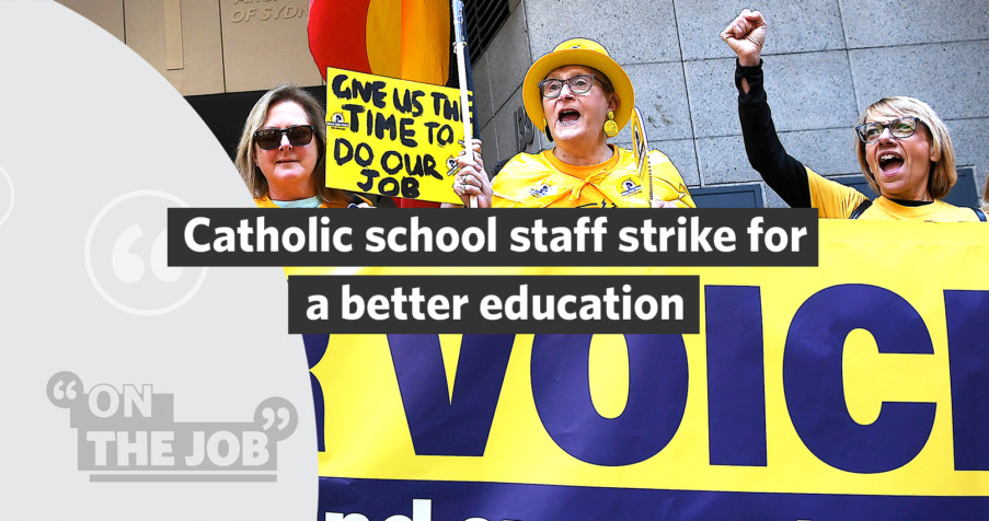 Post Thumbnail: Catholic school staff strike for better education