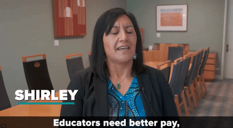 Educator Shirley says: "Educators needs better pay, okay. With inflation they can't afford to live."