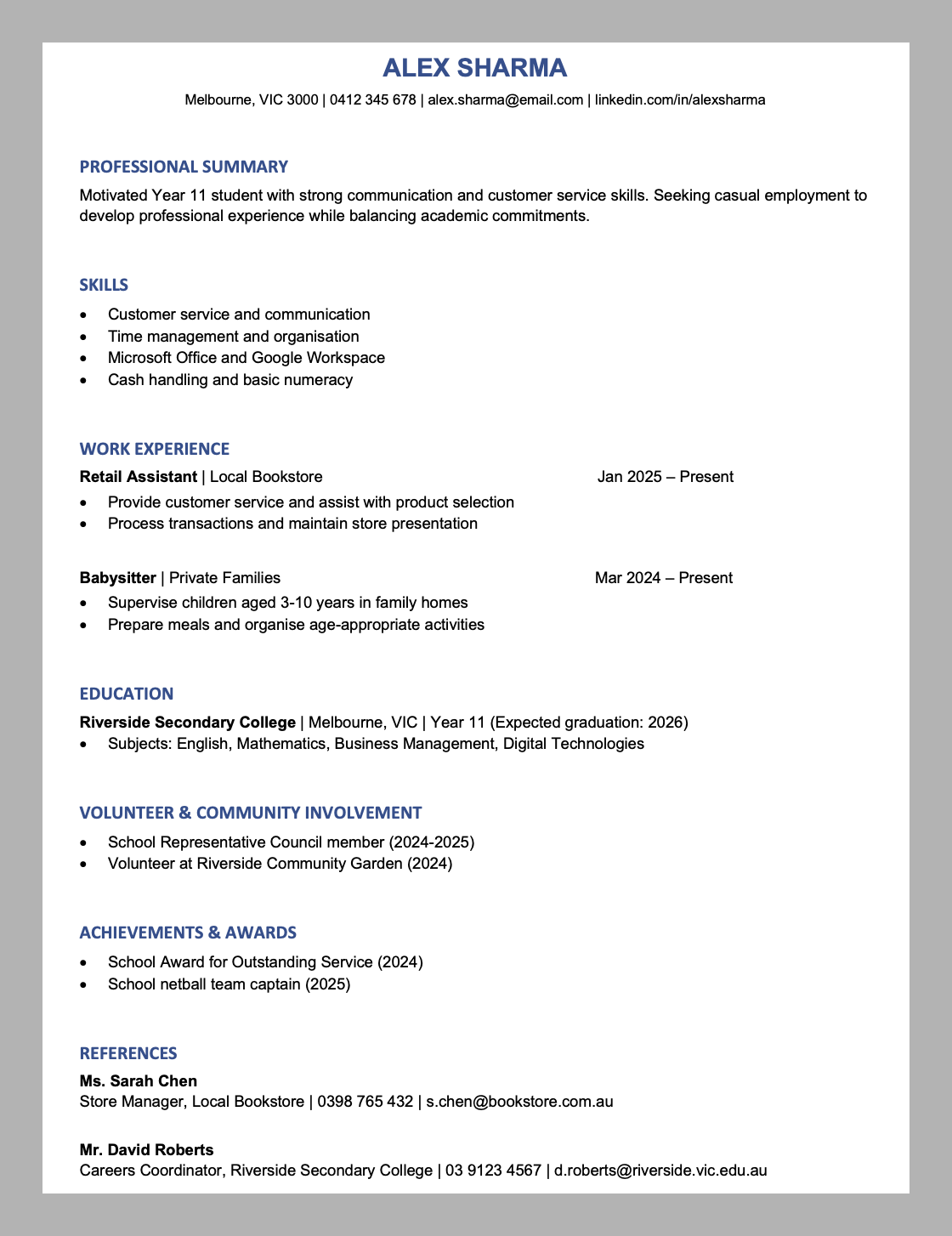 Sample resume document
