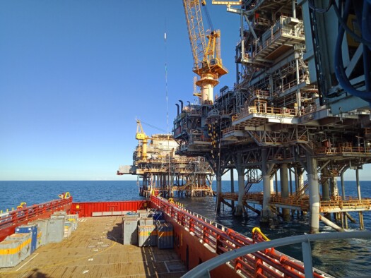 supply vessel alongside platform